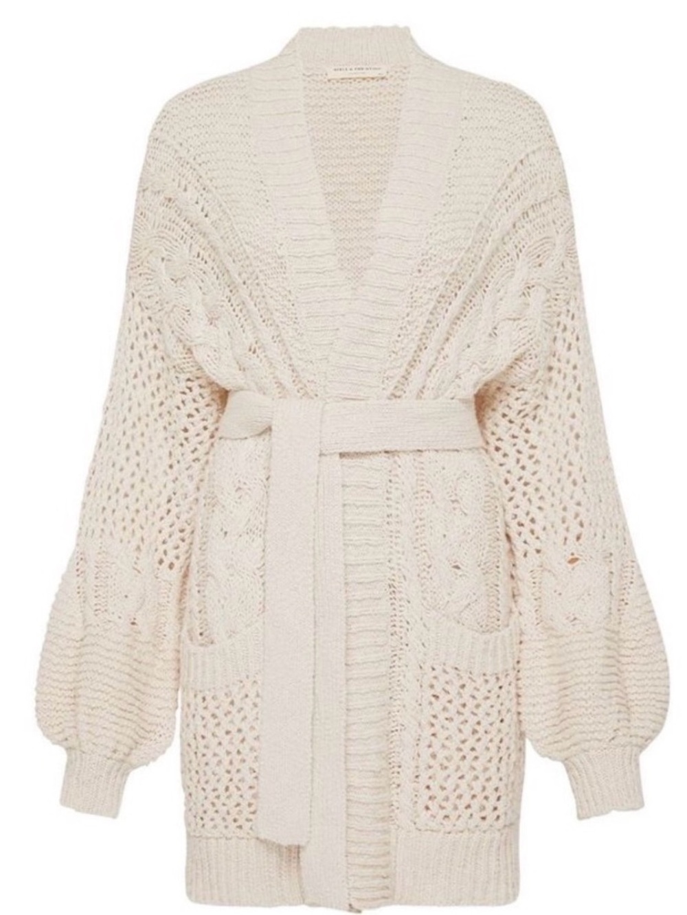 Taletha Belted Open-Knit Sweater Cardigan - Picture 2 of 11